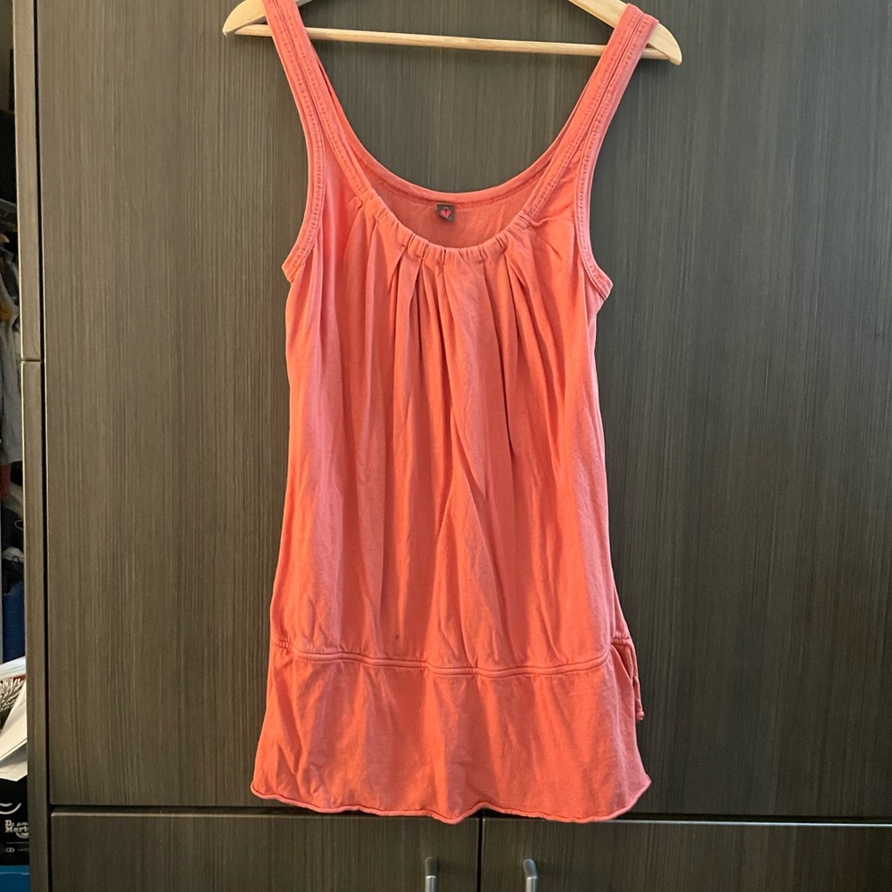 Coral Ruched Sleeveless Tank Top